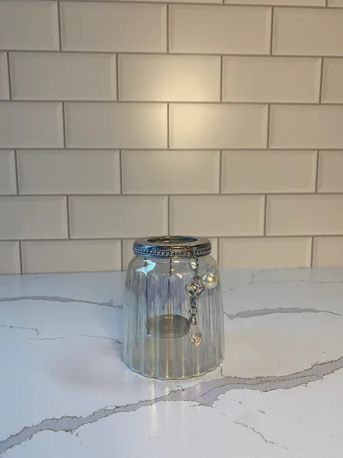 Glass Votive Candleholder wth Pearl Accent