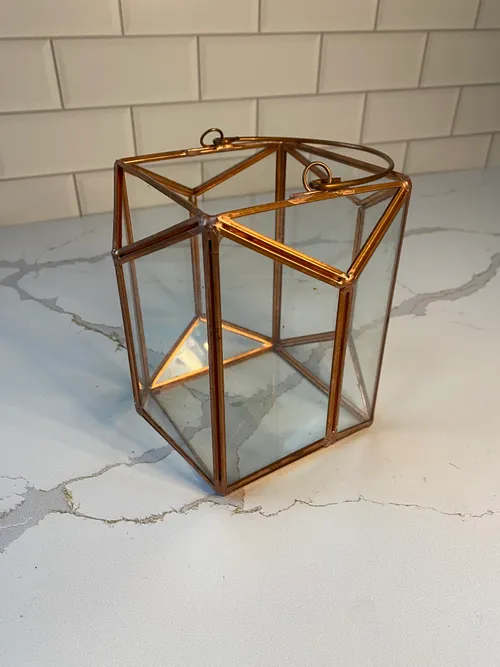 Small Rose Gold and Glass Geo Candleholder