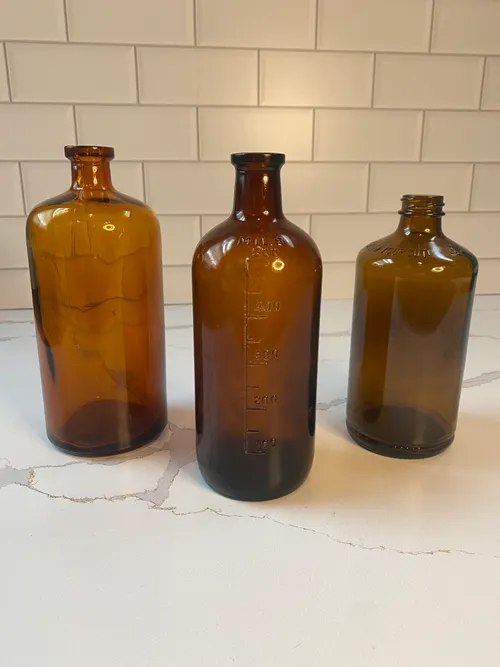 Assorted Small Amber Bottles