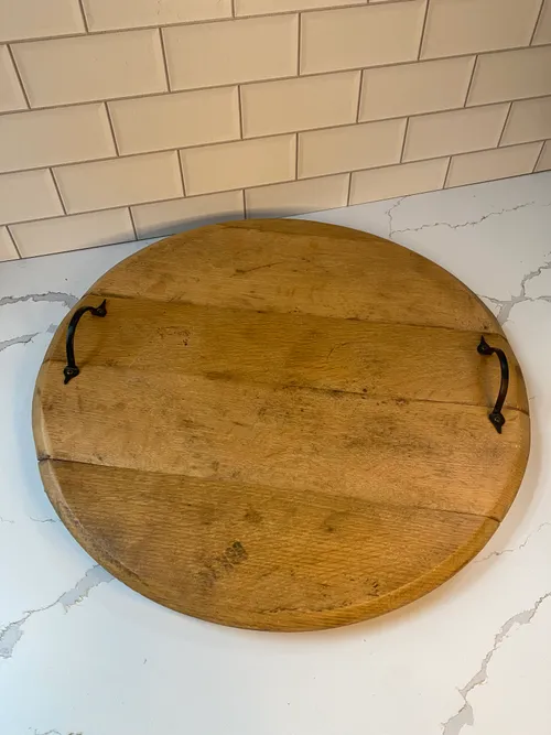 Wood Barrel Top Tray