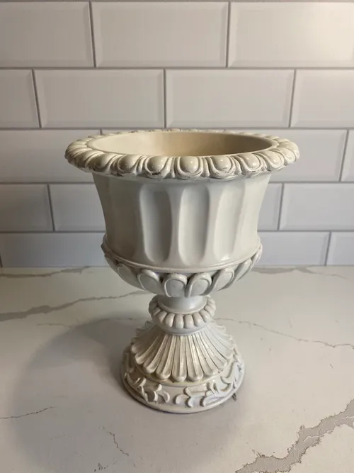 White Pedestal Ornate Compote