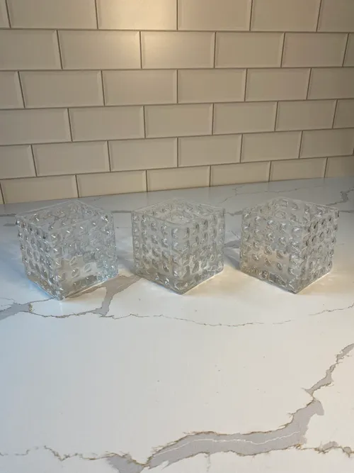 Small Square Textured Glass Vase