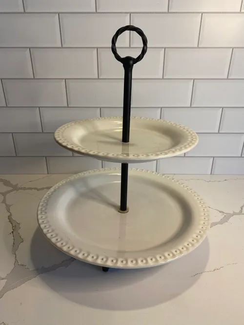 2-tiered Ceramic and Metal Stand