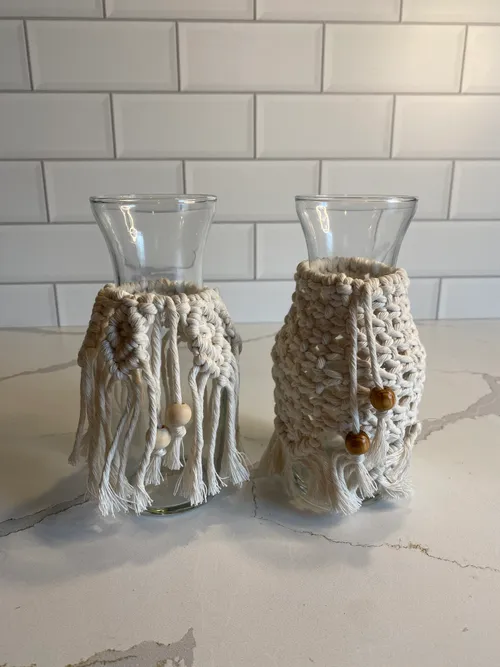 Assorted Macrame Wrapped Bud Vase