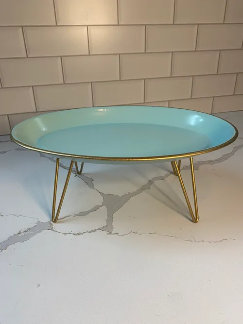 Aqua Oval Metal Dessert Stand