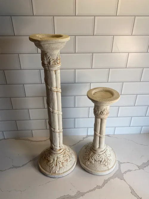 Set of 2 Cream Garden Candleholders