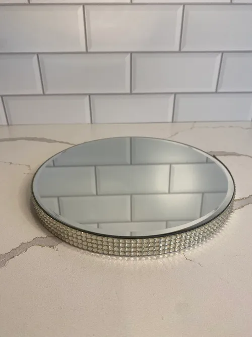 Round Mirror with Silver Embellish