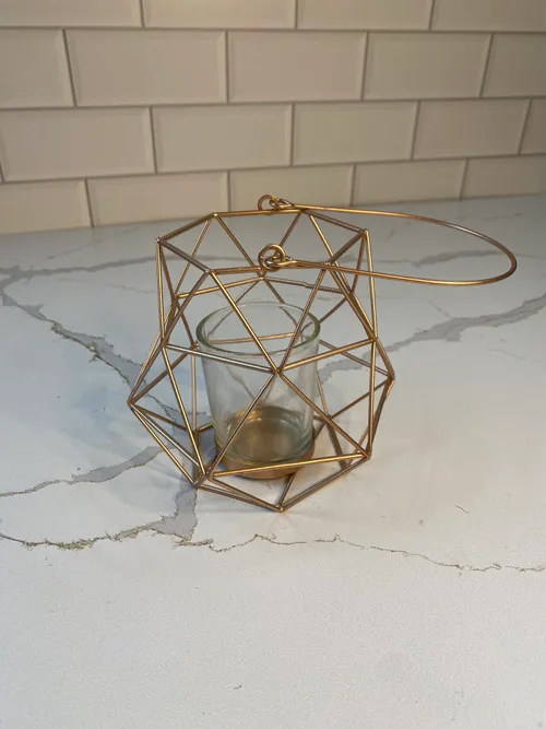 Rose Gold Geo Wire Tealight Holder