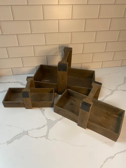 Set of 3 Wood Totes