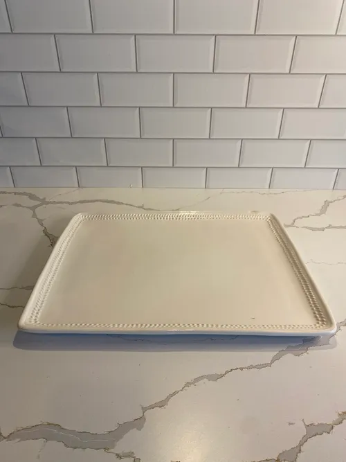 Large Square Dot White Platter