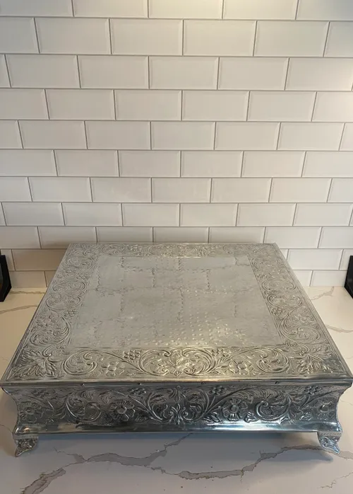 Large Silver Square Cake Stand