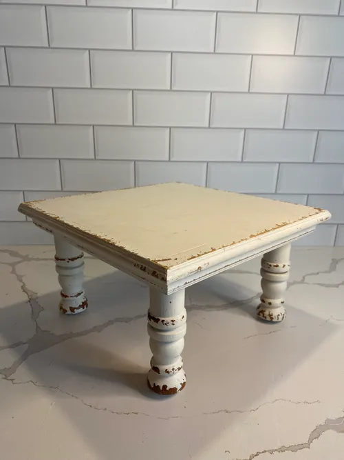 Small White Square Wood Riser