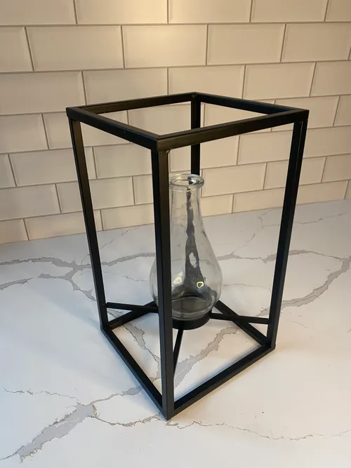 Modern Black Square with Glass Bud Vase