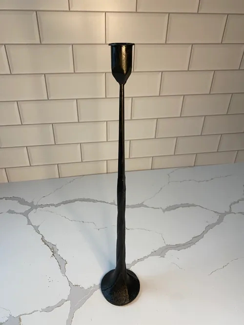 Tall Black Metal Taper Candleholder