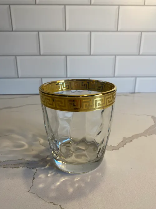 Gold Rimmed Rocks Glass