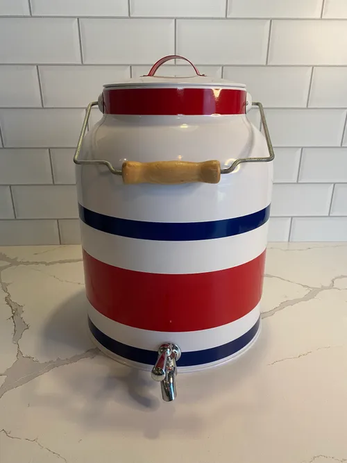 Red, White and Blue Metal Dispenser