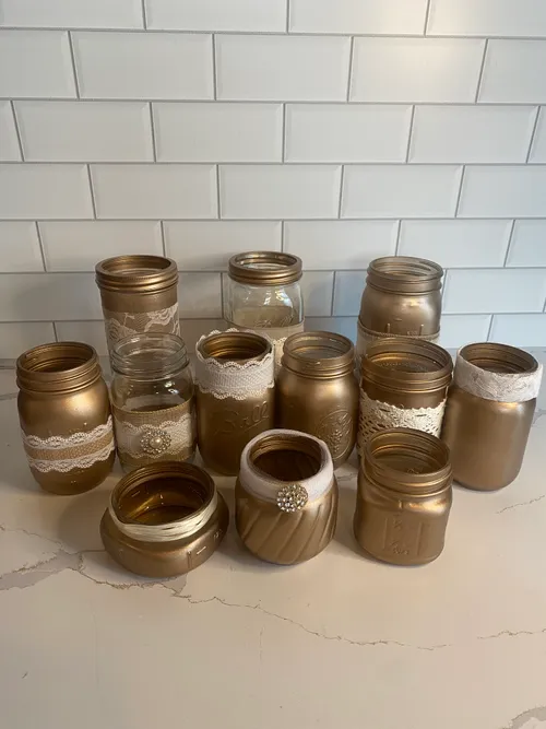 Set of 12 Gold Painted Jars