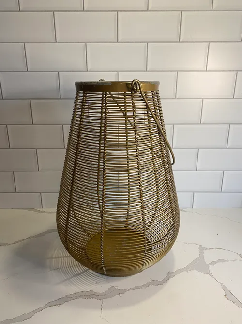 Large Gold Round Wire Lantern