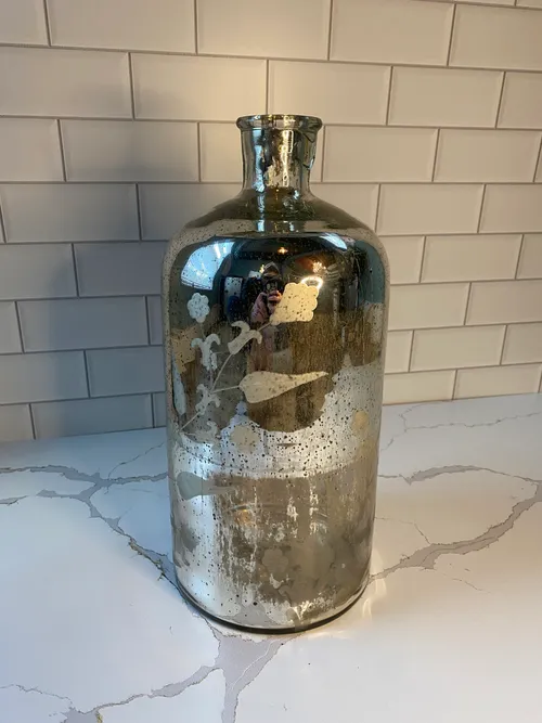 Large Silver Mercury Glass Bottle Vase
