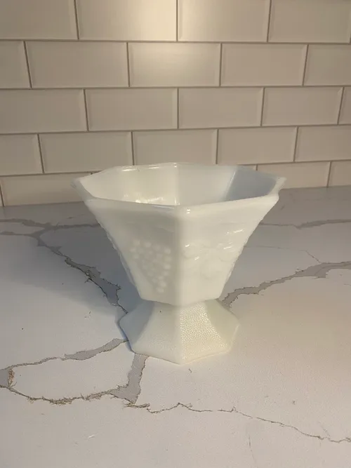 Small Milk Glass Bowl with Fruit