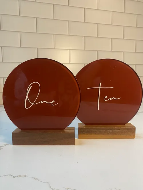 Round Acrylic Rust Table Numbers