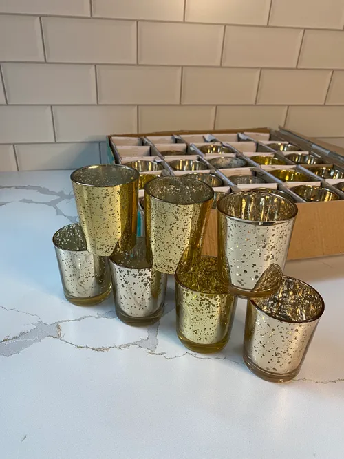 Gold Mercury Glass Tealights Set of 25