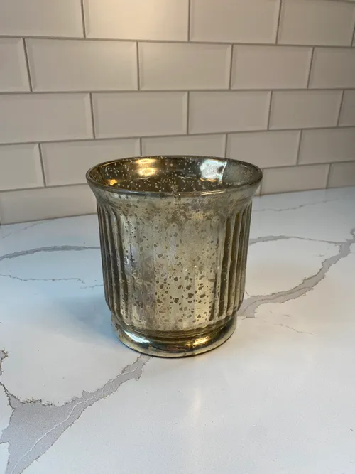 Large Round Mercury Glass Candleholder