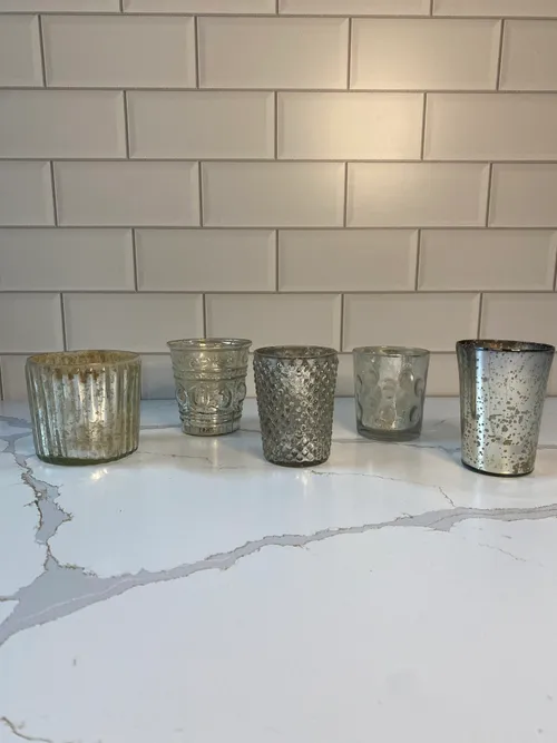 Assorted Silver Mercury Glass Votive Candleholders