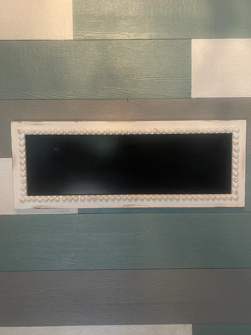 White Beaded Framed Rectangle Chalkboard