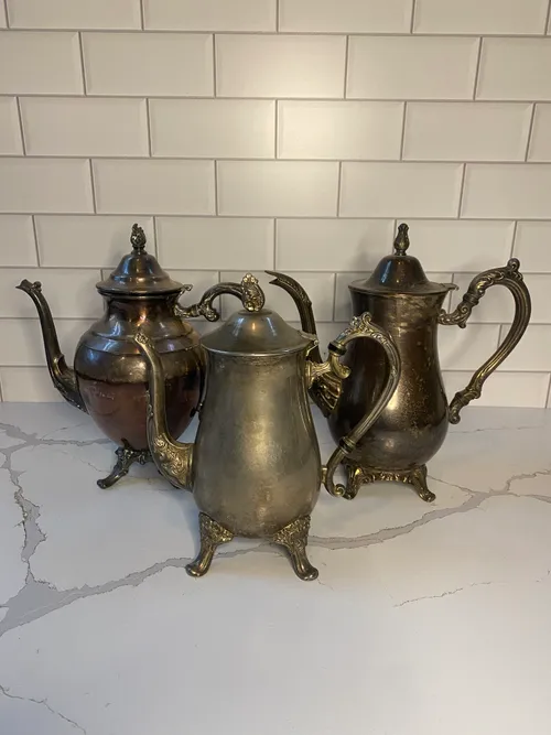 Assorted Tarnished Silver Teapots