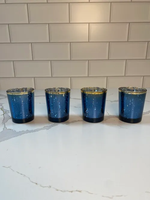 Blue and Gold Tealight Holders