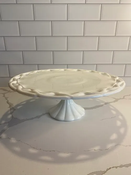 Antique Milk Glass Cake Pedestal