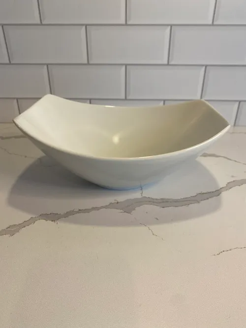 Modern Medium Squared White Glass Bowl