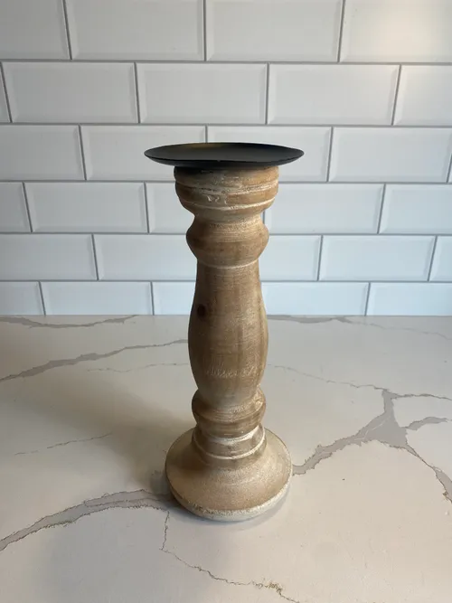 Medium Light White Washed Candleholder
