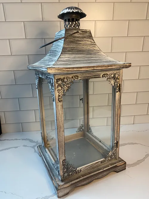 Large White Washed Metal Lantern