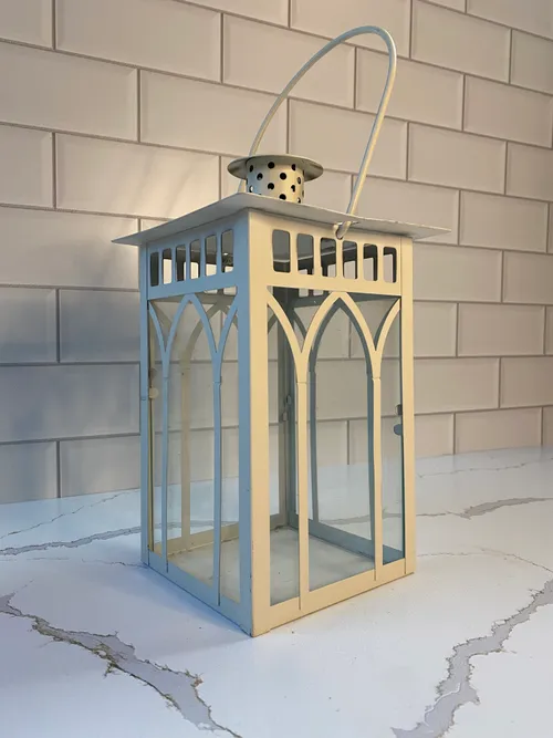 Small White Metal Lantern