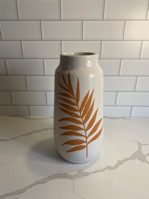 Large Orange Leaf Vase