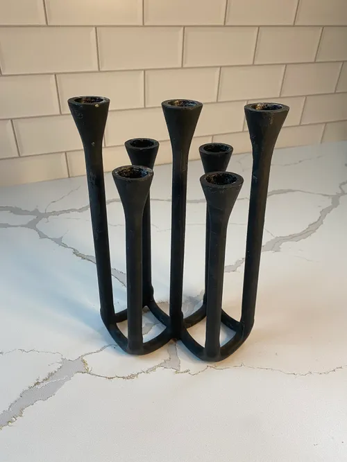 7 Arm Black Metal Taper Candleholder