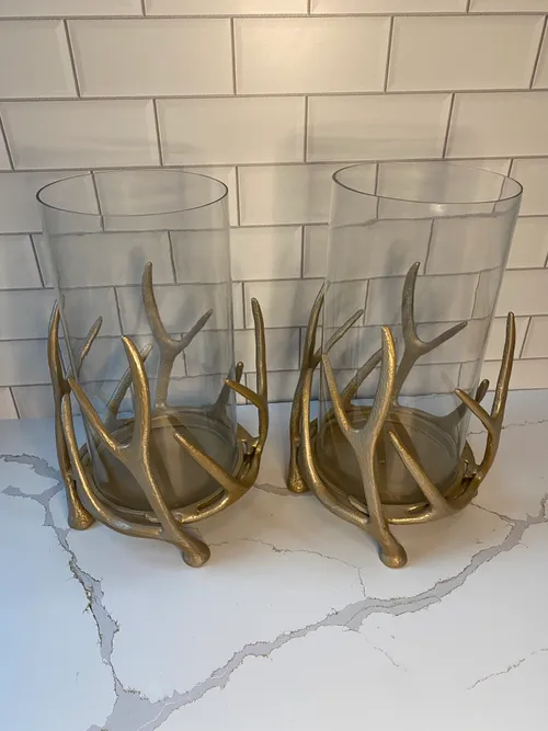 Champagne Antler Glass Cylinder Candleholder