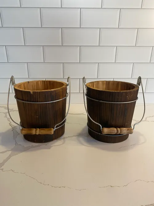 Set of 2 Wood Buckets