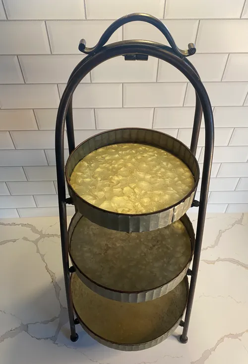 Large 3-tiered Round Galvanized Stand