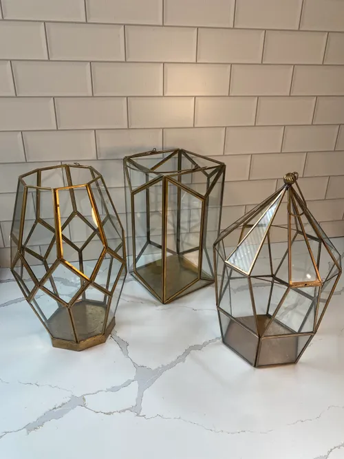 Assorted Large Gold and Glass Geo Lanterns