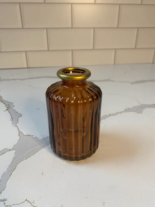 Small Amber Bottle with Gold Rim