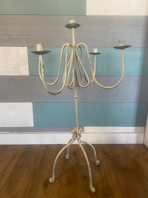 Large White Metal Candleabra