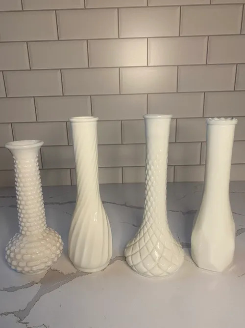Assorted Medium Milk Glass Bud Vases