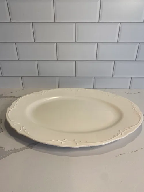 Oval White Scrolled Glass Platter