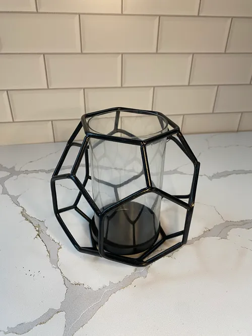 Medium Black Metal Cylinder Candleholder