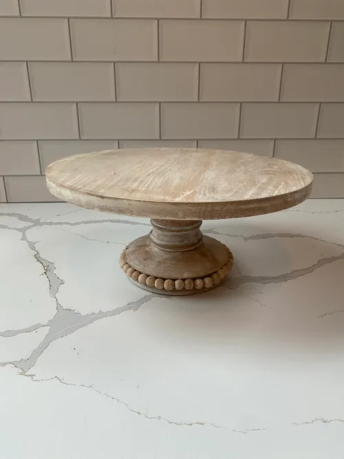 White Washed Beaded Dessert Stand