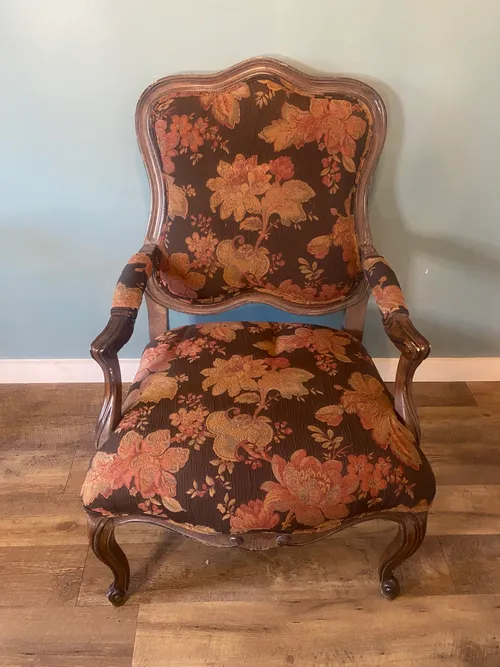 Brown Floral Side Chair