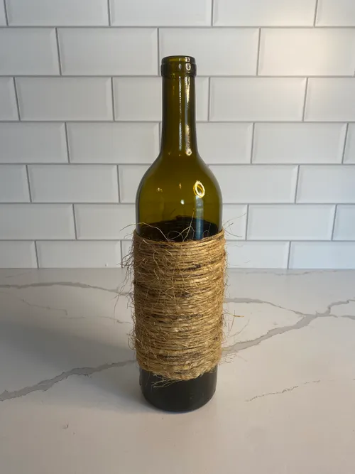 Twine Wrapped Green Wine Bottle